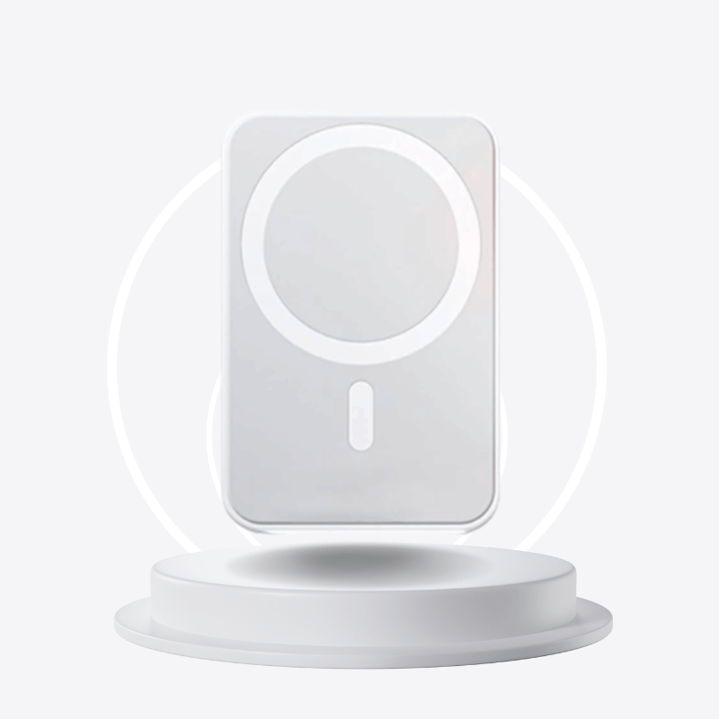 Batterie Externe Magnétique sur support, design compact pour recharge sans câble, compatible iPhone 12 à 16.
